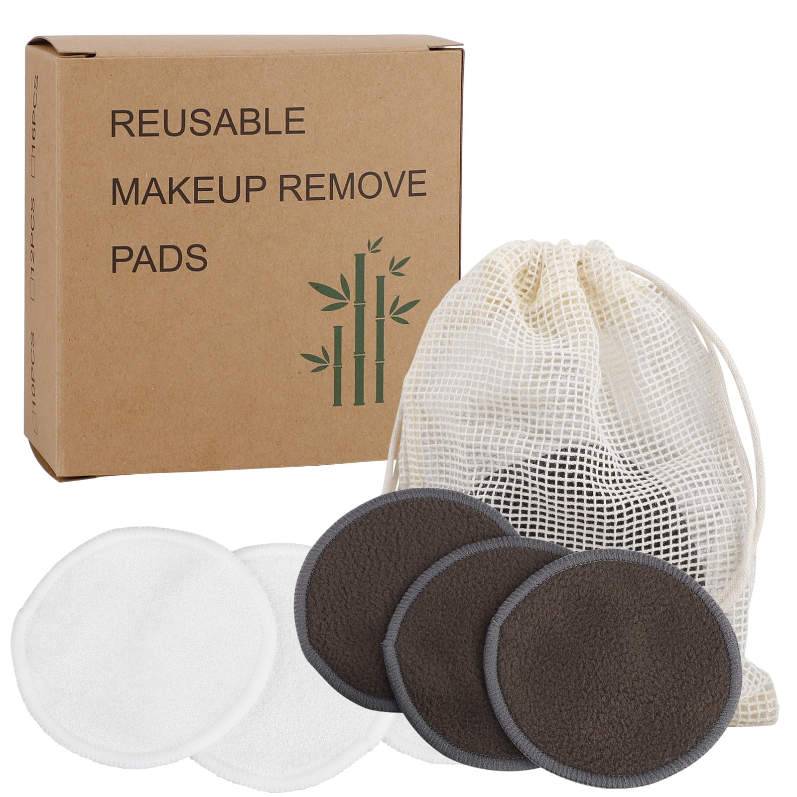(16 packs) Organic reusable makeup remover pad Bamboo cotton round ink with laundry bag