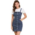 thumbnail image 1 of Falda con tirantes de mezclilla con tirantes ajustables y botones para mujer Azul oscuro XL, 1 of 6