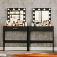 thumbnail image 2 of Reettic Makeup Vanity Table with Lighted Mirror, Vanity Desk with Drawers, Bedroom Dressing Table,9 LED Blubs & Adjustable Brightness, for Women, Mother, Girls, Black RSZT102B, 2 of 7