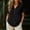 *Black, variant on Women's V Neck Short Sleeve Ruffle Trim Peplum Blouse,Casual Solid Color Linen Blend Babydoll Top Army Green,Women's Plus M