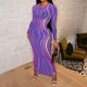 thumbnail image 1 of Vestido de manga larga para mujer, vestido largo ajustado a la moda, vestido nocturno Ygjytge Púrpura T XL para Mujer, 1 of 5