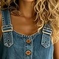 thumbnail image 3 of Morttic Women's Vintage Washed Denim Overalls – Casual Loose Wide Leg Jumpsuit with Pockets & Adjustable Straps Button Romper Blue，M, 3 of 6