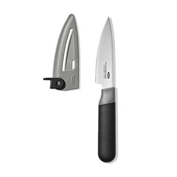 OXO 3.5-Inch Paring Knife with Locking Sheath, Precision Fruit and Vegetable Knife for Peeling and Slicing