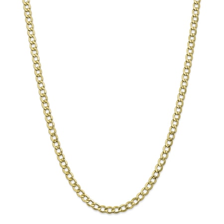 Primal Gold 10 Karat Yellow Gold 5.25mm Semi-Solid Curb Link Chain