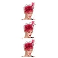 thumbnail image 3 of Minnieouse Tocado de boda con flores para el pelo, mano de obra fina, exquisito adorno europeo, colgante de cabeza multiusos, púrpura-rojo Type1 NO1, 3 of 6