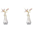 thumbnail image 1 of Matsuzay Figurilla de flor de cristal con adorno de tallo de plata/metal, jarrón de cristal, ramos de escritorio para el hogar, día de la Vistoso 2Conjunto, 1 of 6