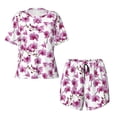 thumbnail image 4 of Kdxio Orchids Flowers Print Pajamas Sets for Women Short-Sleeved Pjs with Lounge Shorts Two Piece Sleepwear S-4XL, 4 of 9