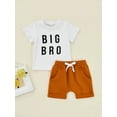 thumbnail image 2 of Chollius Infant Baby Boy Two Piece Set Lettering Print Crew Neck Short Sleeve T-shirt Tops Elastic Drawstring Waist Shorts Summer Outfit, 2 of 9