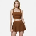 thumbnail image 2 of Active Women's Square Neck Cropped Tank Top with Wide Straps - Medium, Brown, 2 of 7