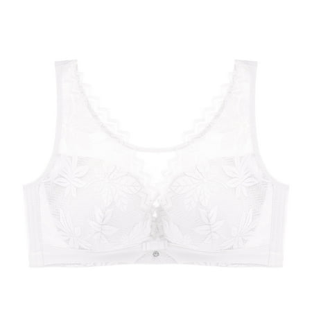 LLYwey Cotton Bras for Women Discounts Women s Lace Underwear Large No Underwire Push up Breathable Beautiful Back Daily Bra Women s Plus Size Cotton Lightly Lined Bra Style LW-5 White XXL