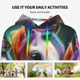 thumbnail image 4 of Wukai Colorful Haired White Horse Print Womens Hoodies Fleece Sweatshirts Long Sleeve Sweaters Pullover Fall Outfits Winter Clothes-XX-Large, 4 of 7