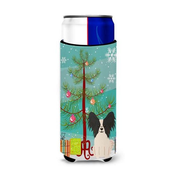 Merry Christmas Tree Papillon Black & White Michelob Ultra Hugger for Slim Cans