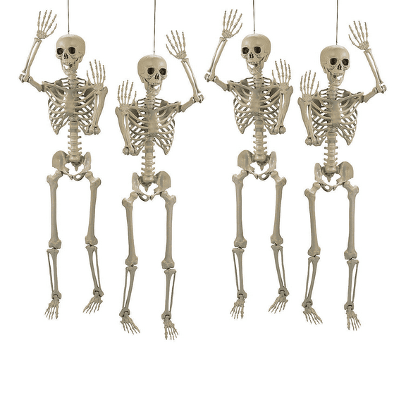 Life Size Posable Skeleton Halloween Decorations, Home Decor, Halloween, 4 Pieces