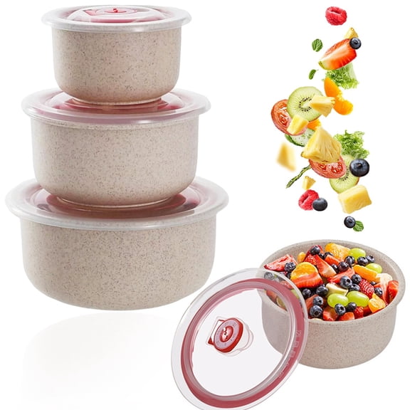 3-Piece Glass Food Storage Bowls with Lids, Microwave Safe Airtight Containers for Leftovers, Meal Prep, and Refrigerator
