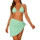 thumbnail image 1 of Conjuntos de bikini de 3 piezas para mujer, con escote halter, trajes de baño de malla con pareo y falda de playa, traje de baño grande en verde menta, 1 of 5