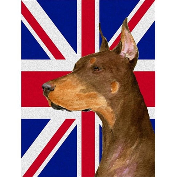 Doberman With English Union Jack British Flag Flag Canvas House Size