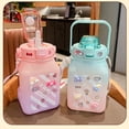 thumbnail image 5 of KOMOO 1500ml Portable Belly Bottle,Cute Water Bottles with Straws Shoulder Strap Stickers, Kawaii Big Pot Belly Water Bottle for Kids Adults School Camping Sports Travel, 5 of 9