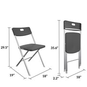 Mainstays Resin Seat & Back Folding Chair, Black, 4-Pack