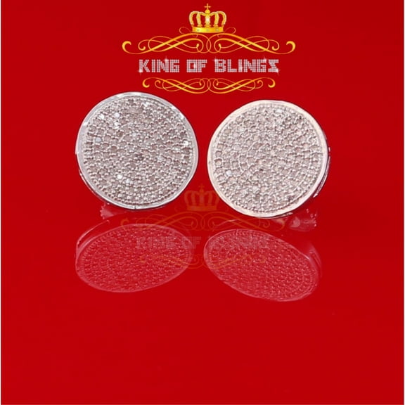 King of Bling's 925 Sterling Silver White Hip Hop 0.50ct Diamond Men's & Women's Stud Earrings