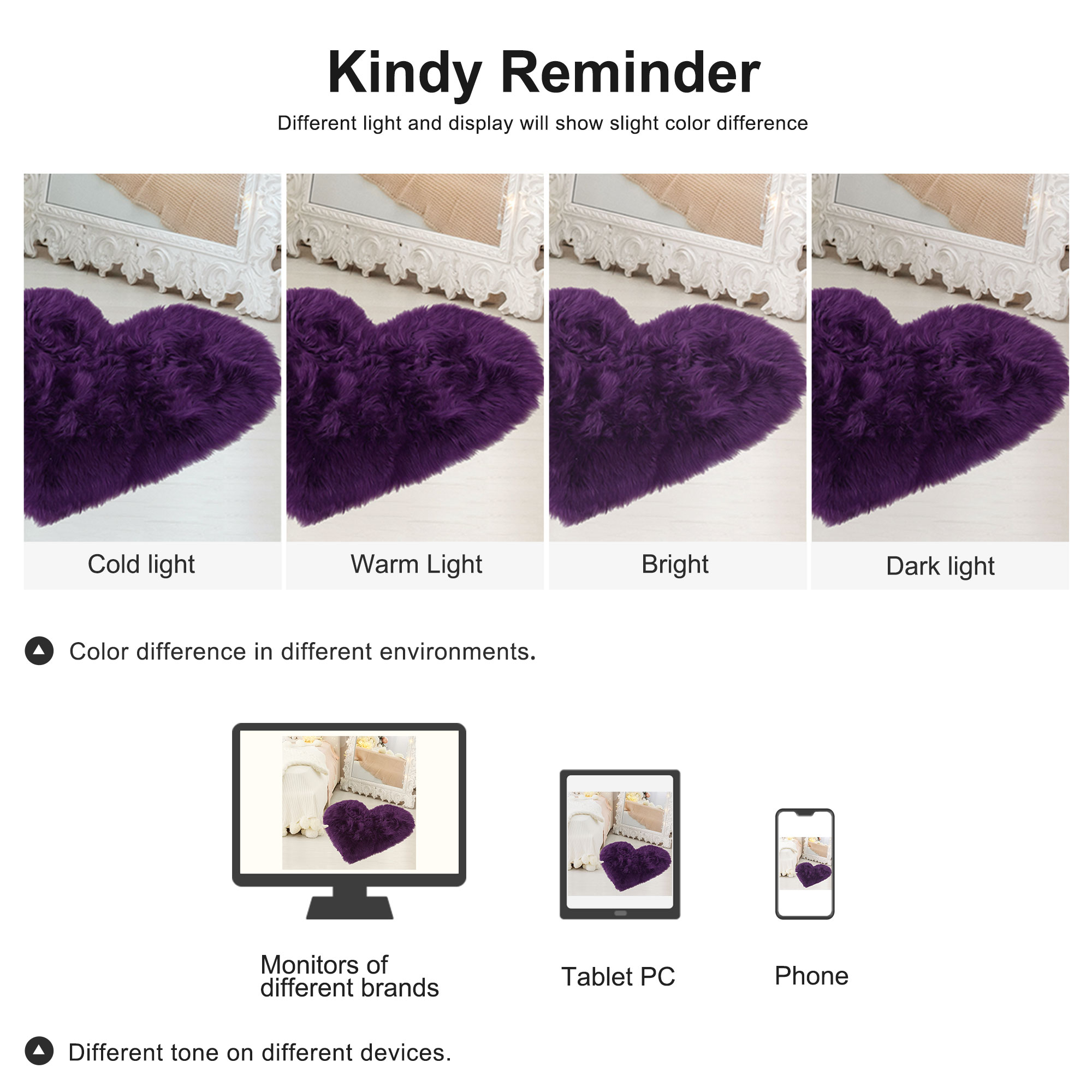 Unique Bargains Heart Shaped Faux Fur Shag Area Rug 2.3Ft x 3Ft Purple