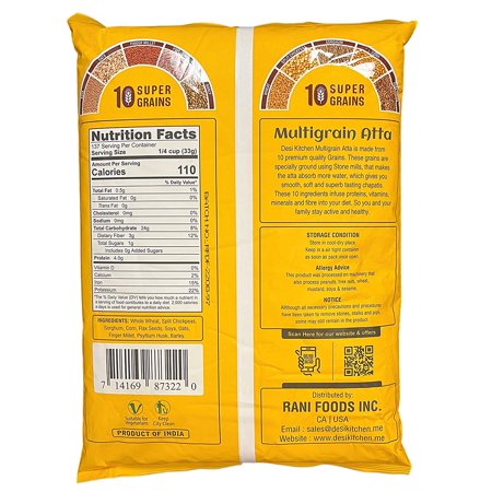Multigrain (10 Super Grains) Wheat Flour (Chakki Atta) 10lbs