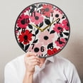 thumbnail image 6 of Yayeee Wall Clock Battery Operated 11.9" Silent Quartz Non-Ticking for Living Room Decor, Pink and Red Flowers, 6 of 8
