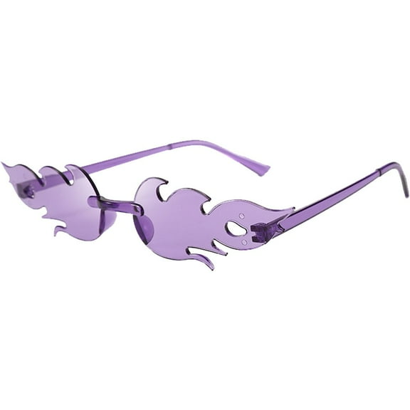 Fashion Fire Flame Sunglasses for Women Men Goth Rimless Sun Glasses Trendy Eyewear Halloween Party Glasses