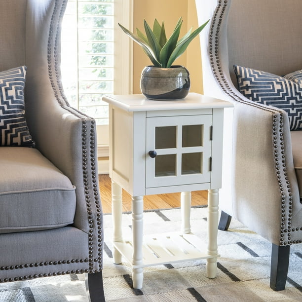 Decor Therapy James Window Storage Side Table White Wood 25 5 Com Decor Therapy James Window Storage Side, Decor Therapy Side Table Satin Black