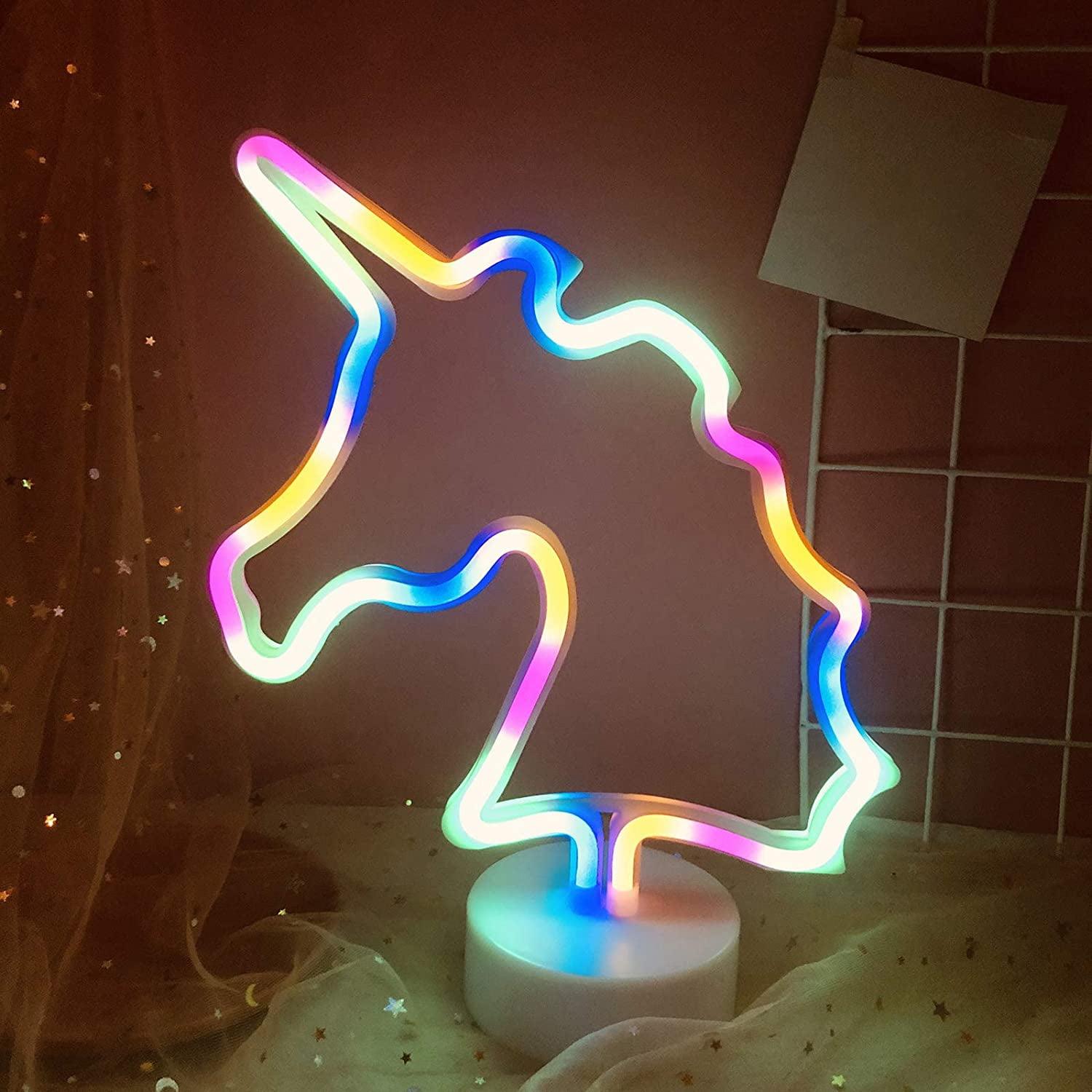 Neon Light Unicorn Shaped Neon Sign LED Night Lamp for Home Bedroom Wall Party 
