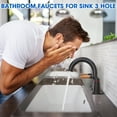 thumbnail image 3 of Wowkk Sanitary Ware Brass Bathroom Sink Faucet 2 Handles Widespread Bathroom Faucet 3 Hole, Pop-Up Drain and cUPC Supply Lines Included, Basin Faucets for Vanity Rv Restroom, Rose Gold Matte Black, 3 of 11