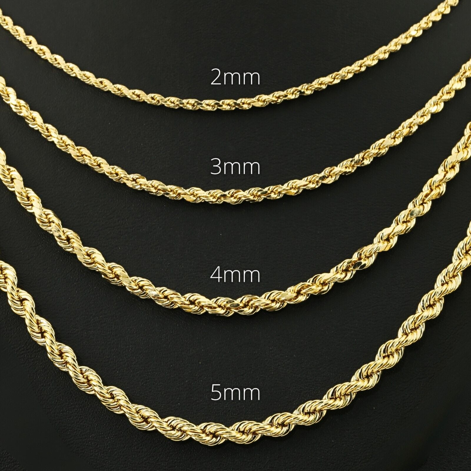 Tilo Jewelry 10K Yellow Gold Diamond-Cut Rope Chain Bracelet with Secure Lobster Lock | 4mm - 7.5 Inch | Everyday Bracelet for Men, Women, Unisex