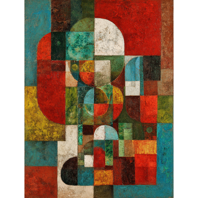 Qisvanset Geometric Village Abstract Canvas Print 12x16 Inch Home Wall Decor