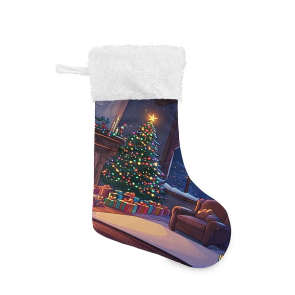 Christmas Stocking with Hanging Loop for Family Holiday Ornament Christmas Decorated Living Room