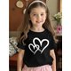 thumbnail image 1 of Girls' Heart Print T-Shirt - Soft & Comfy 100% Cotton Round Neck Tee for Youngsters, Casual Short Sleeve Summer Top with Stylish Heart Design, Perfect for Ages 12 & Under, Playful Youngsters, 1 of 6