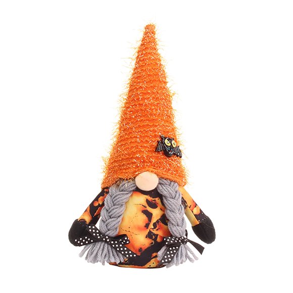 Poupée Sans Visage en Tissu de 12,5 Pouces pour Décoration de Lutin d'Halloween, Décoration en Tissu Doux, Ornement Jouet Orange, Présentoir pour Salle de Jeux