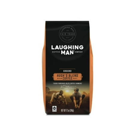 Laughing Man Hugh's Blend Ground Coffee, Fair Trade Certified, Medium Roast, Bagged