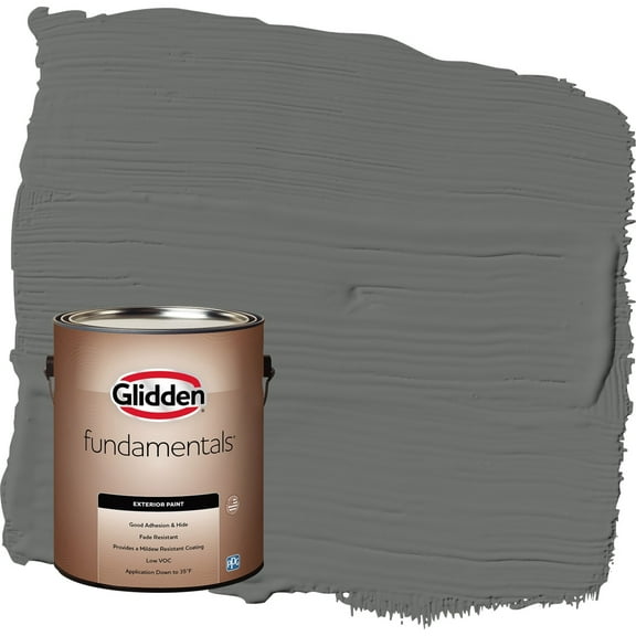 Glidden Fundamentals Up in Smoke / Gray Semi-Gloss Exterior Paint, 1 Gallon