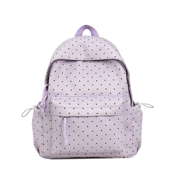 Polka Dot Backpack for Women Y2k Backpack | Lightweight Large Capacity Multi-Pocket Nylon Polka Dot Backpack for School Daypack, Coquette Bookpack Campus Weekend (Light Purple)