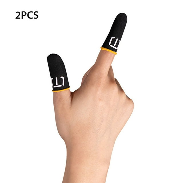 2 Pieces Smartphone Games Fingertip Screen Gaming Fingertip Sleeves Sweat-proof Gloves Portable Touch Screen Comfortable Reusable Controller Covers Black