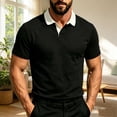 thumbnail image 5 of IhhxPro Men's Color Block Collared Shirt Quick Dry Short Sleeve Black T-Shirt Casual Golf Athletic Performance Slim Fit Summer XS-XL, 5 of 9