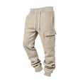 thumbnail image 4 of ersvoioy Cargo Sweatpants for Men with Pockets Casual Elastic Waist Drawsting Cinch Bottom Jogger Sweat Pants Solid Workout Trousers Outdoor Beige XL, 4 of 5