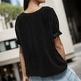 thumbnail image 4 of DuoJiaJ Women's Elegant Lace V Neck Short Sleeve Solid Tops Shirt Blouse Black L, 4 of 4