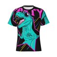 thumbnail image 4 of Vsdgher Rex Dinosaur With Sunglasses Print Men's Dry Fit Mesh Athletic Shirts Moisture Wicking Tennis T-Shirt Tops, 4 of 9