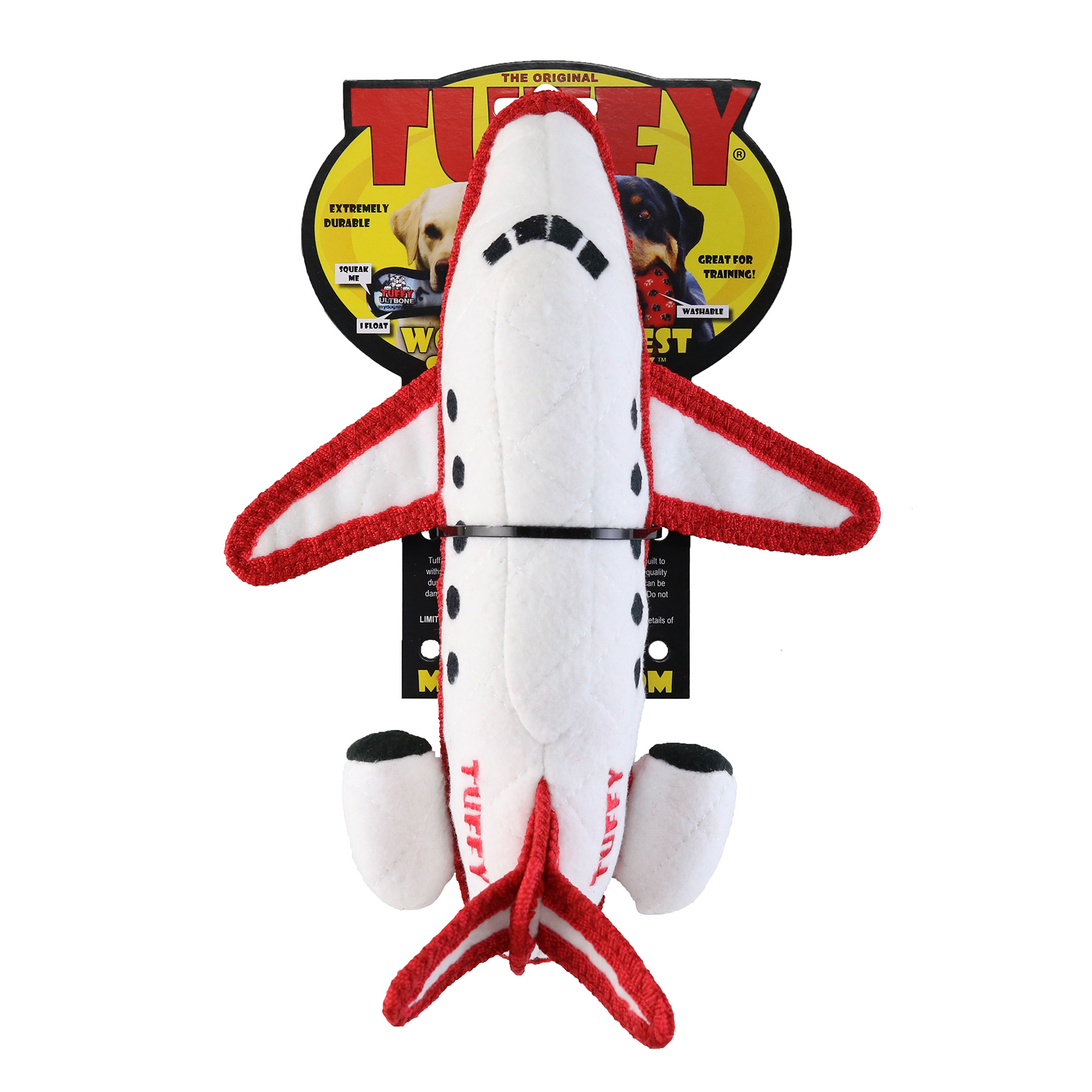 Tuffy Transportation Airplane Durable Plush Squeaky Dog Toy, 2 Pack