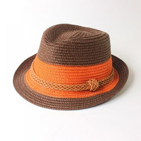 

Promotion!Baby Girls Boy Kids Children Fedora Summer Sun Hats Jazz Cap Beach Outdoor Straw Sun Protection Hat
