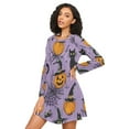 thumbnail image 3 of FORMRS Womens Long Sleeve Nightgowns Crew Neck Sleep Shirt Soft Pajamas Sizes S-3XL, Halloween Pumpkin, 3 of 8