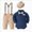 A17-Navy, variant on 9 Months Infant Baby Boys 3Pcs Gentleman Suit Set With Hat Formal Dress Clothes Long Sleeve Long Sleeve Bow Romper Tops Suspender Pants Kids Gentleman Outfits Newborn Outfit Set,Blue