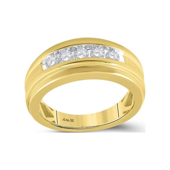 Diamond Princess 14kt Yellow Gold Mens Round Diamond Wedding Channel Set Band Ring 1/2 Cttw