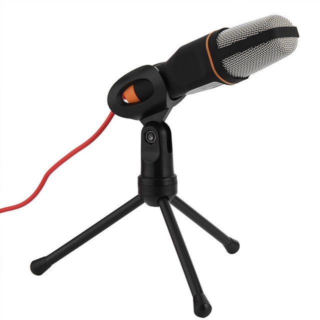 Micrófono de condensador con enchufe de 3,5mm, micrófono estéreo para el hogar, trípode de escritorio para PC, YouTube, vídeo, Skype, chat, Juegos de teclado y mouse para computadora Negro