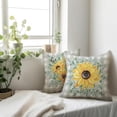thumbnail image 2 of Sunflower Pillow Covers 16x16 Set of 2 Summer Flower Pillow Case Gray Buffalo Plaid Yellow Floral Throw Pillows Farmhouse Outdoor Decorative Pillowcase Linen Cushion Covers for Home Couch Bed, 2 of 6